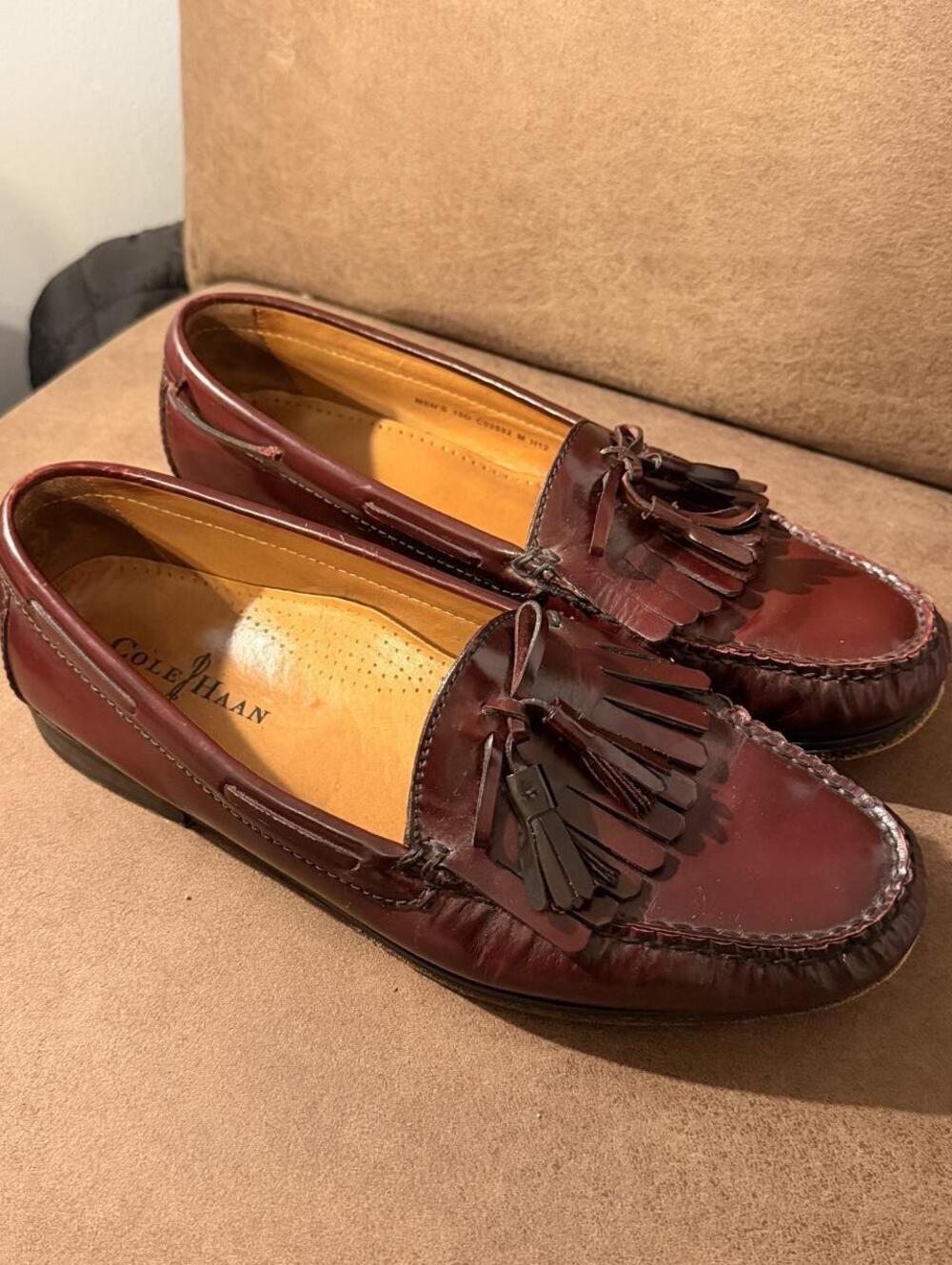 Cole Haan Made in Italy Pinch Tassel Loafers Men’s 10D Burgundy Oxblood Leather